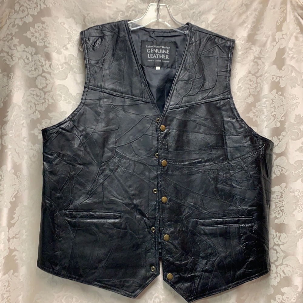 3XL Italian Stone Design Navarre Leather Vest EUC